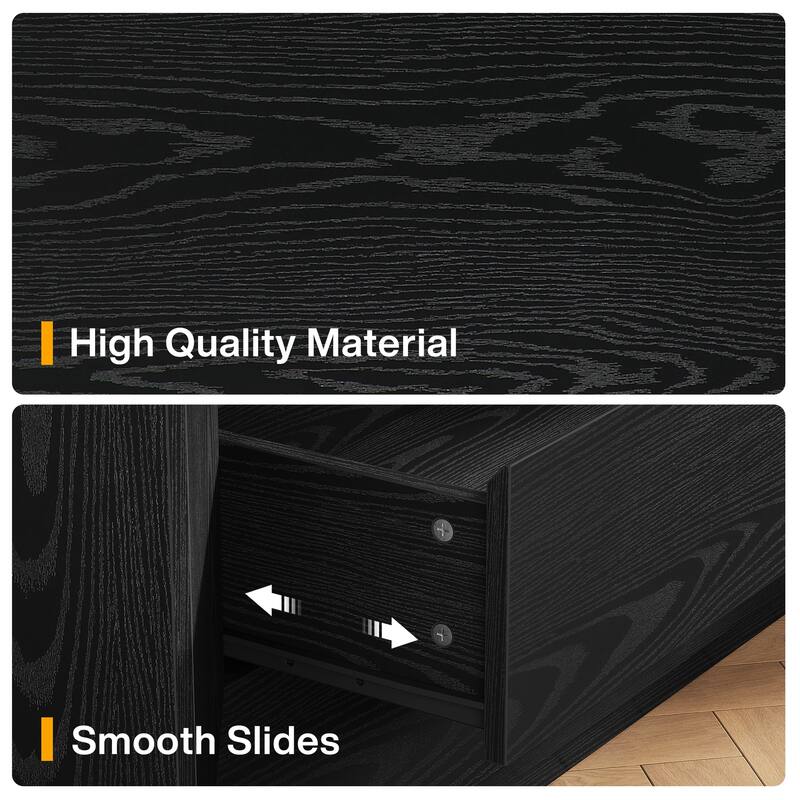 35.43" W Oversized Nightstand, Oak Large Night Stand with Drawers