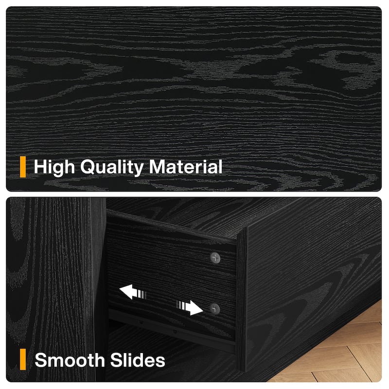 35.43" Wide Nightstand, Oak Large Night Stand with Drawers