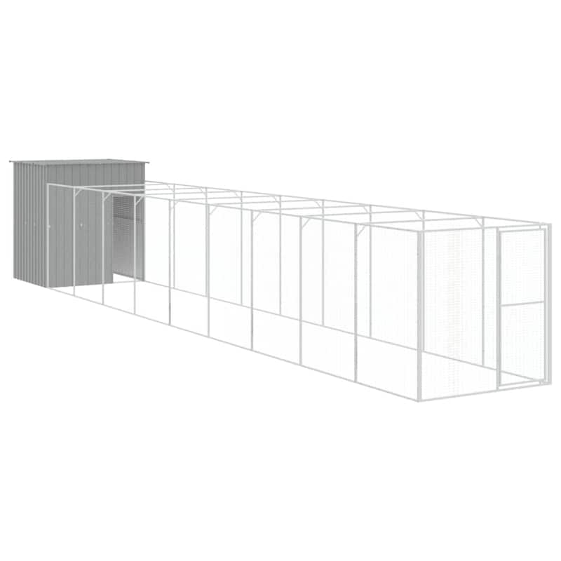 vidaXL Dog House Outdoor Dog Kennel Crate Shelter with Run Galvanized Steel