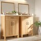 preview thumbnail 19 of 37, Natural Oak Bathroom Vanity with Ceramic Sink Solid Wood MDF Storage Cabinet for Bathroom 24/30/48/60 inches