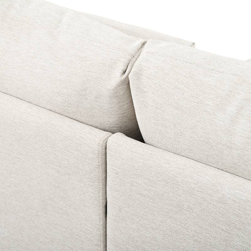 Modern Sectional Sofa with Piping Stitch Detail and Removable Ottoman and 5 pillows for Living Room or Guest Room