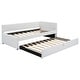 preview thumbnail 12 of 24, Twin Size Daybed Upholstered Platform Bed L-shaped Daybed with Horizontal Stripe Backrest and Trundle, Box Spring Not Required