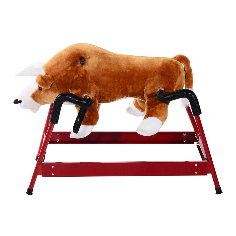 Classic Plush Rocking Bull Toy with Authentic Sounds, Soft Body and Easy-Grab Handle for Kids 3+, Safe for Up to 176 lbs