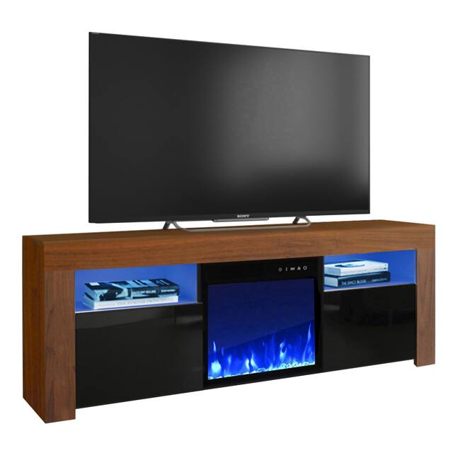 Copper Grove Qorasuv 58-inch Electric Fireplace TV Console - Walnut/Black