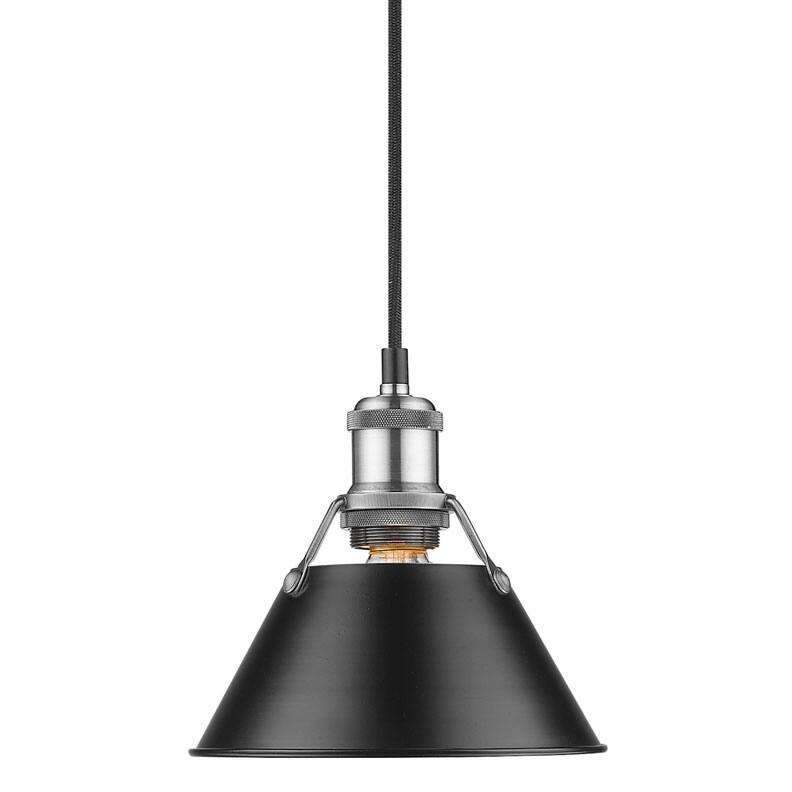 Golden Lighting Orwell Single Light 7-1/2" Wide Mini Pendant in Pewter - Pewter with Black Shades