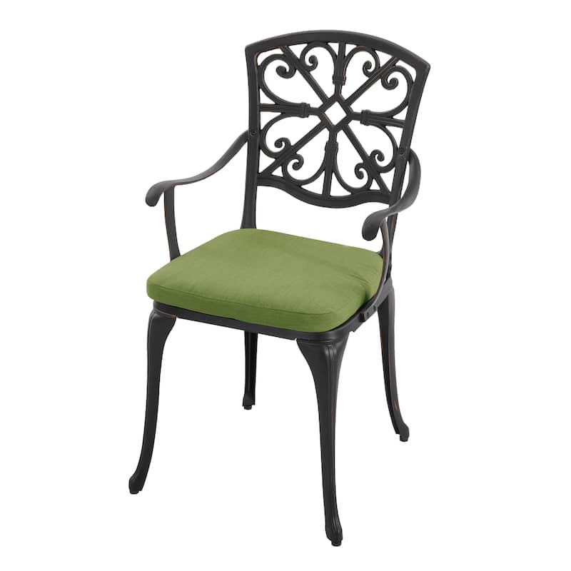 Outdoor 3-Piece Cast Aluminum Patio Set with Cushions and Umbrella Hole