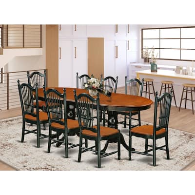 9 Piece Dining Room Set - Oval Table & 8 Chairs - Black Cherry Finish - Modern Furniture Set