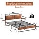 preview thumbnail 9 of 13, Queen Metal Platform Bed with Charging Ports, LED Light & Storage, Antique Brown