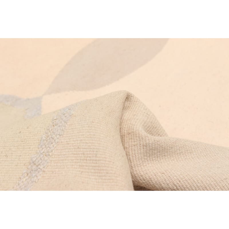 ECARPETGALLERY Flat-Weave Dynasty Beige, Khaki Wool Tapestry Kilim - 6'0 x 8'10