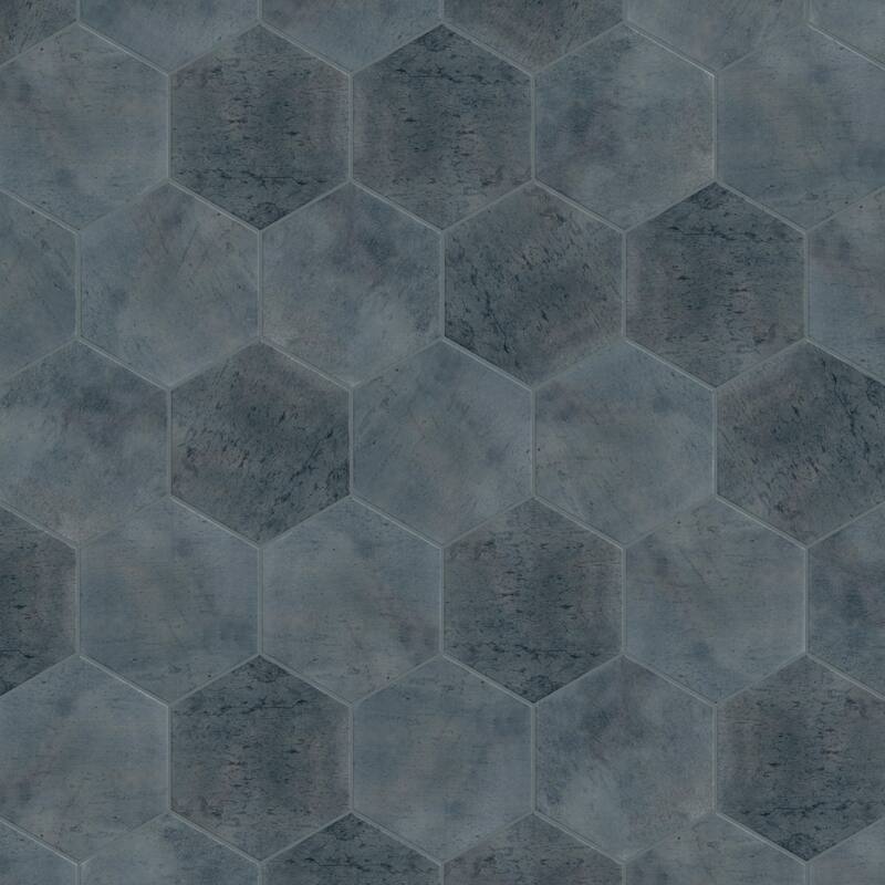 Merola Tile Capri Hex Indigo 7" x 8" Porcelain Floor and Wall Tile
