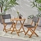 preview thumbnail 17 of 22, Hillside Outdoor Acacia Wicker Bistro Set by Christopher Knight Home - N/A Teak Finish, Brown