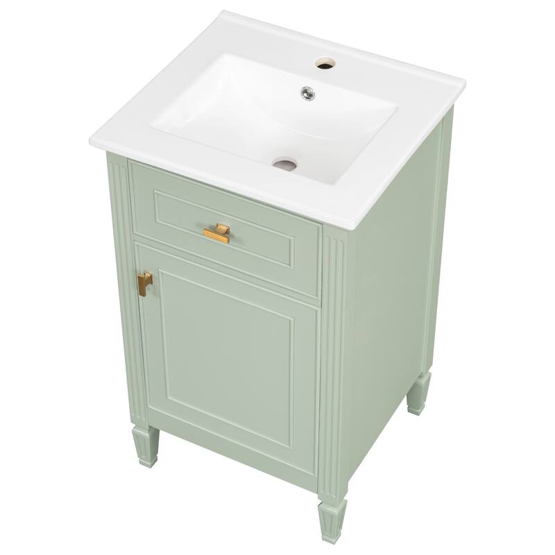 Roomfitters 20" Bathroom Vanity with Sink, Solid Wood Legs, Tilt-Out Drawer & Adjustable Shelf