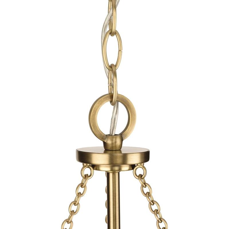 Laila Collection Four-Light Vintage Brass Coastal Chandelier with Woven Jute Accents - 22.37 in x 22.37 in x 23.62 in