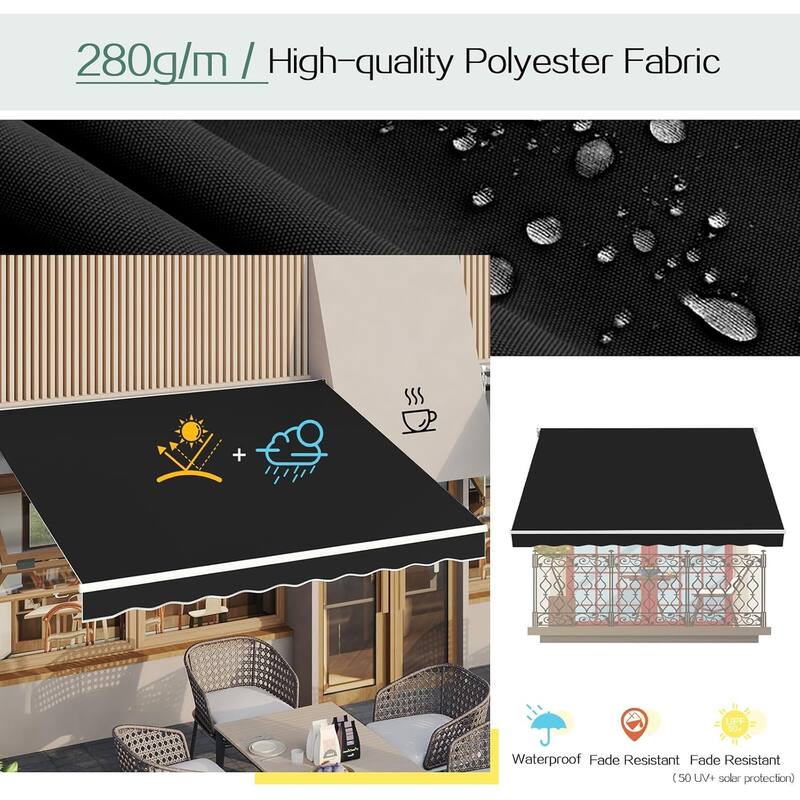 AECOJOY Manual Retractable Patio Awning Outdoor Sunshade Shelter (Cover Only)