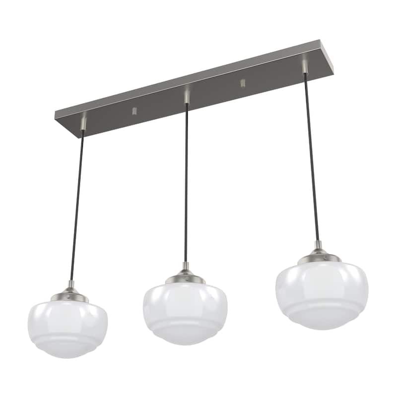 Hunter Saddle Creek 3-Light Linear Cluster Pendant - Kitchen Island, Dining Room - Modern Schoolhouse, Transitional