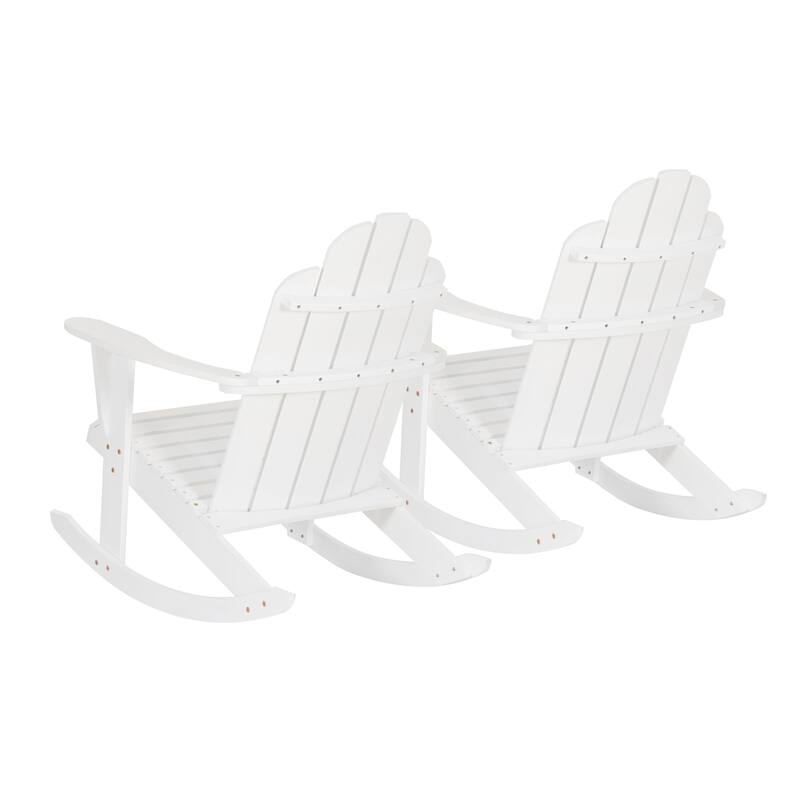 Gavil White Acacia Wood Adirondack Rocking Chair (Set of 2)