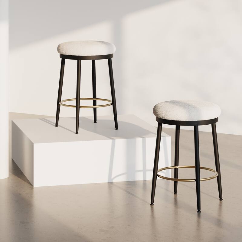 Modern 24.75" Set of 2 Bar Stools with Foam Padded Seat, Metal Legs for Dining Room Living Room and Bedroom