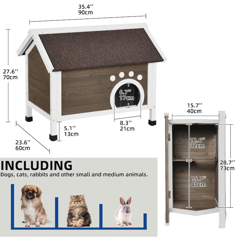 Moasis Outdoor Cat House Wooden Feral Cat Shelter with Asphalt Roof