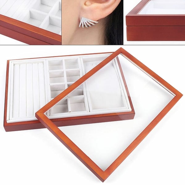 Collan Jewelry Box Wooden Organizer Ring Earring Display Case Box 1