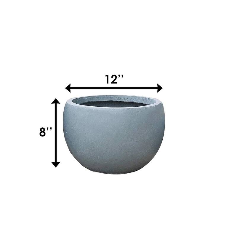 Kante 8 in. H Concrete and Fiberglass Round Bowl Planter, Outdoor Indoor Large Planters Pots with Drainage Hole