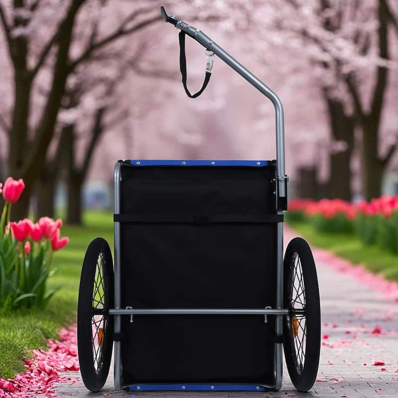 Large Folding Dog Bike Trailer - 66LB Capacity Pet Bicycle Carrier with Steel Frame, All-Terrain Wheels & Rain Cover