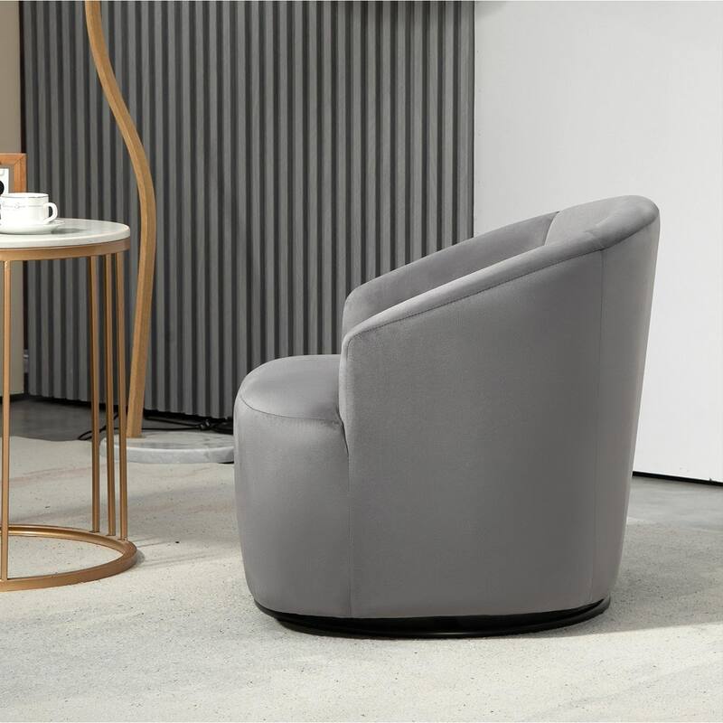 Accent Chair with Barrel-shaped Design and 360 Degree Swivel Feature
