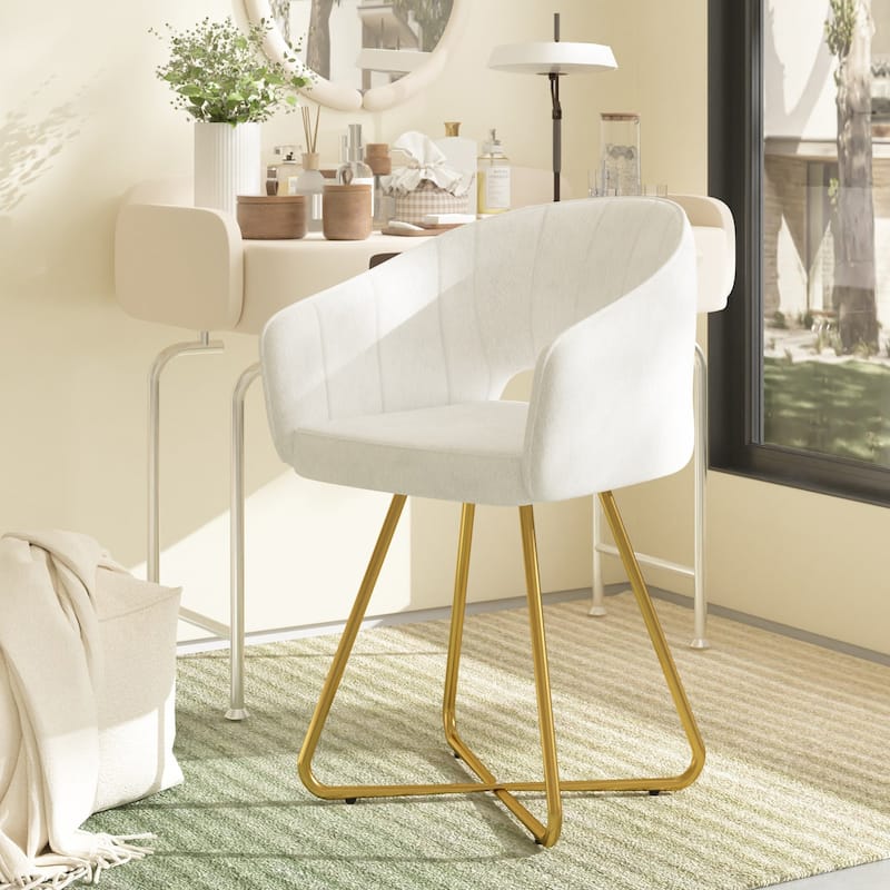 Velvet Modern Accent Chair Vanity Chair Set of 2, Comfy Makeup Chair with Back, Upholstered Dining Chairs Leisure Armchair