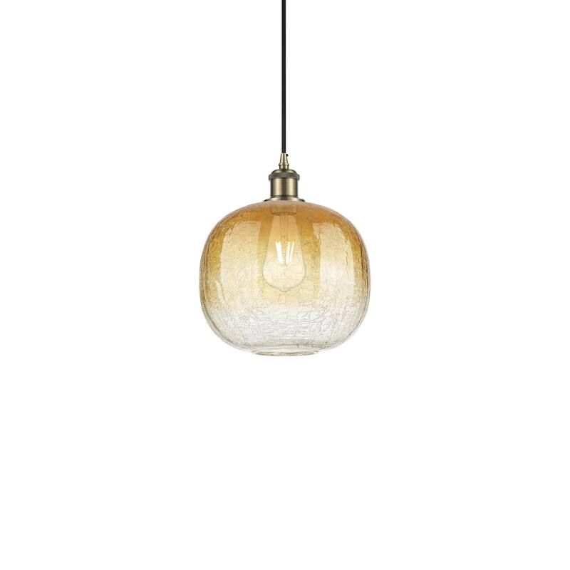 Innovations Lighting 516-1P-12-11 Brookhaven Sphere Pendant Brookhaven - Antique Brass / Amber