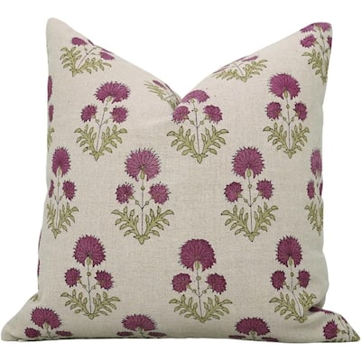 Linen Farmhouse Block print pillow Cover Rishi