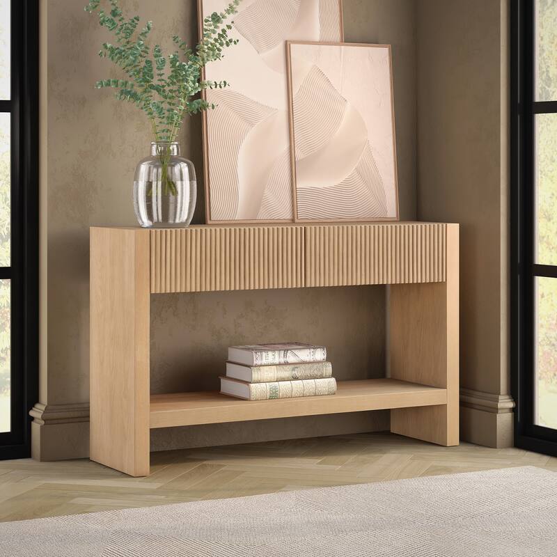 Manzanita 48" Wide Rectangular Solid Wood Fluted Console Table - 48" Wide