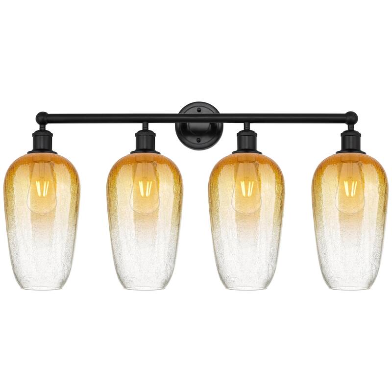 Innovations Lighting Endless Possibilities Edison - Brookhaven Flute - 4 Light 34" Bath Vanity Light - Matte Black/Amber