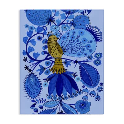 Stupell Folk Inspired Whimsical Bird Canvas Wall Art Design By Kay Widdowson