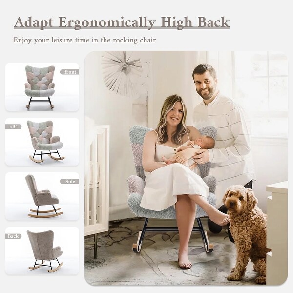 Accent Rocking Chair Upholstered Nursery Glider Rocker for Baby and Kids Comfy Armchair Lounger with Footrest On Sale Bed Bath Beyond 36917384