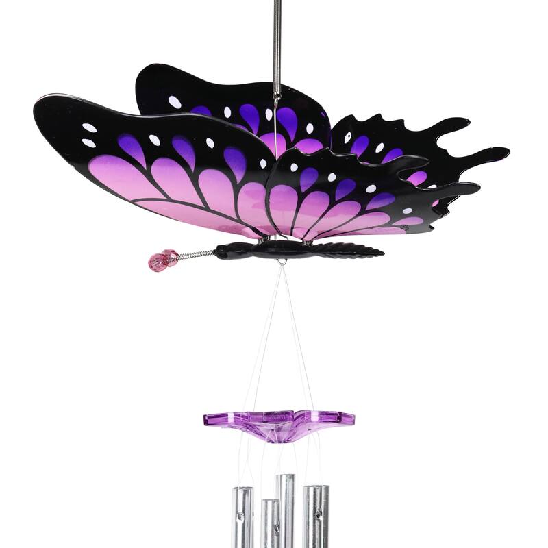 Exhart Large WindyWings Butterfly Wind Chime in Purple, 11 by 24 Inches