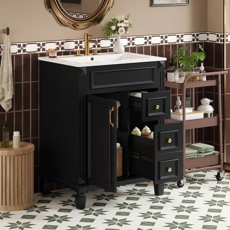 24" Bathroom Vanity with Ceramic Sink