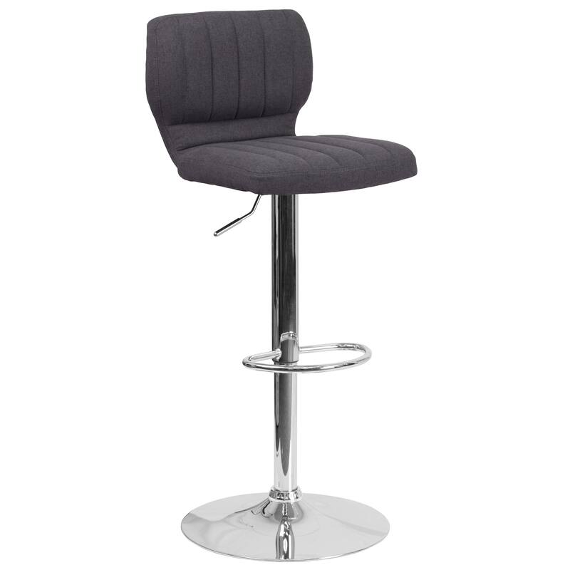 Contemporary Chrome Adjustable Bar Stool - 16.5"W x 19"D x 34.5" - 43"H