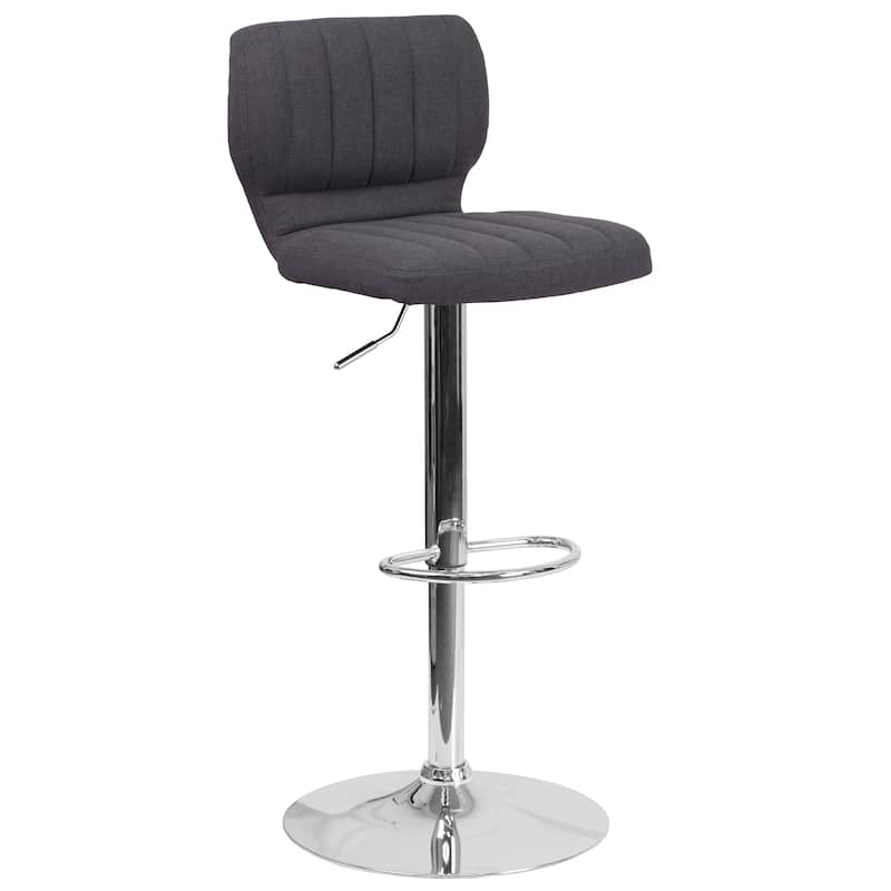 Vinyl Adjustable Barstool with Vertical Stitch Back (Set of 2)