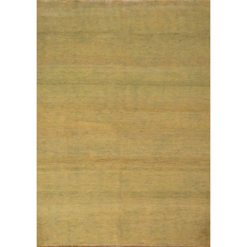 Green & Yellow Gabbeh Modern Oriental Area Rug Handmade Wool Carpet - 5'5" x 7'4"