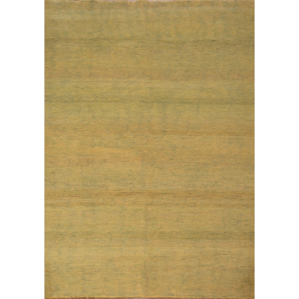 Green & Yellow Gabbeh Modern Oriental Area Rug Handmade Wool Carpet - 5'5" x 7'4"