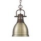 preview thumbnail 1 of 0, Yep by Golden Lighting Duncan 1-light 9in Chain Hung Pendant in Rubbed Bronze and Aged Brass shade