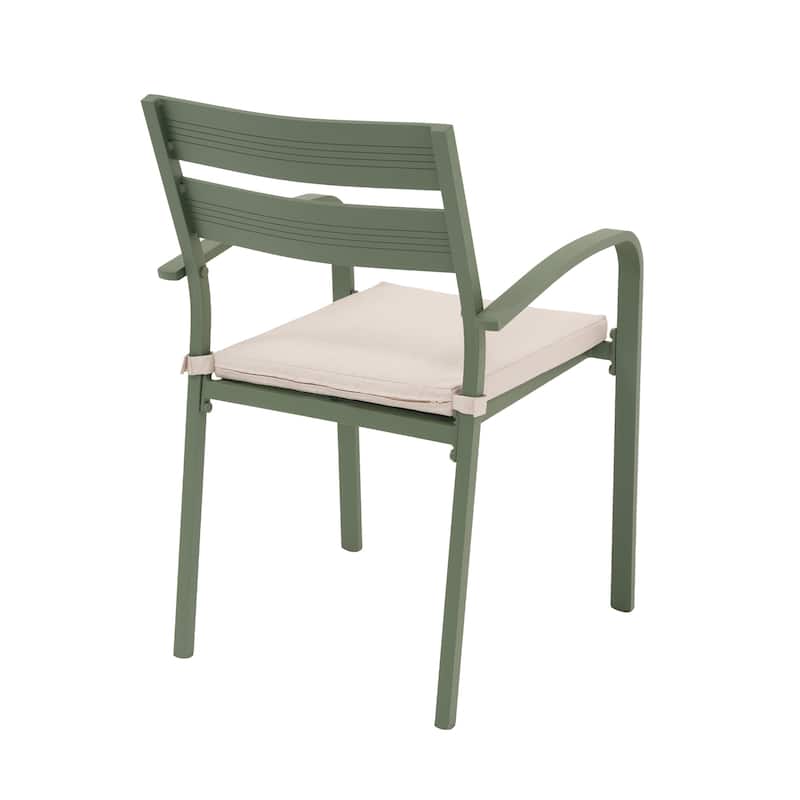 Outdoor Cushioned Aluminum Dining Chair Stackable Patio Armchairs (Set of 2)