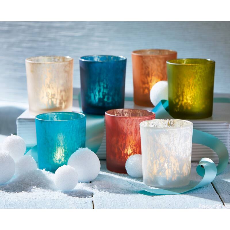 Illuminate Mercury Glass Tealight Votive Candle Holder Pink Tabletop Mantel Wedding Decorations, 4.0 inch