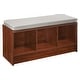 preview thumbnail 7 of 21, Porch & Den Southbrook 3-cube Storage Bench w/ Grey Cushion Dark Cherry