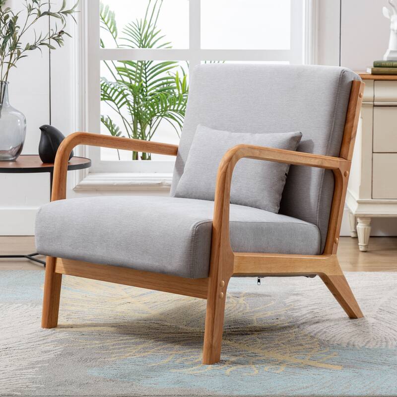 Modern Accent Chair with Solid Wood Frame