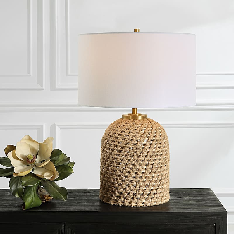 Uttermost Kendari Rope & Rattan Table Lamp - 25"H,   Shade 10"H x 17"Dia.