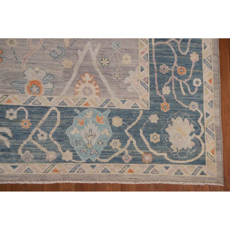 Turkish Oushak Vegetable Dye Area Rug Hand-knotted Wool Carpet - 9'3"x 11'10"