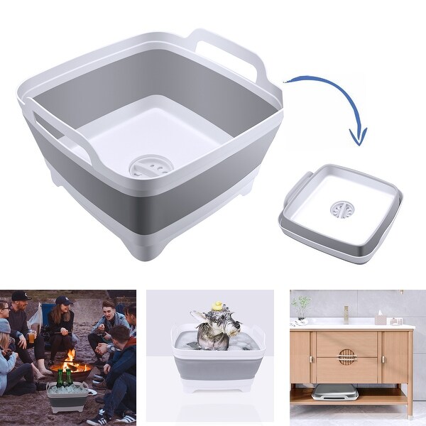 Washing Up Bowl Plastic Sink Bowls Rectangular Large Plastic Multi Use Grey 12L 