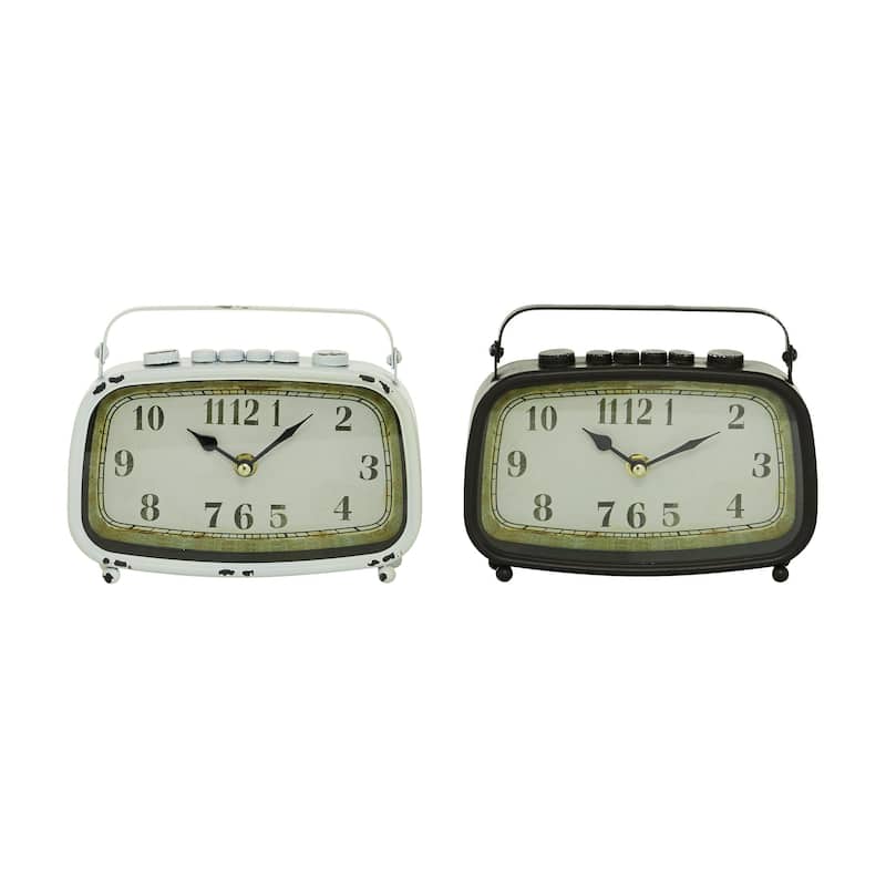Metal Retro Radio Style Clock - Set of 2 Multi Colored - Roche River Decor