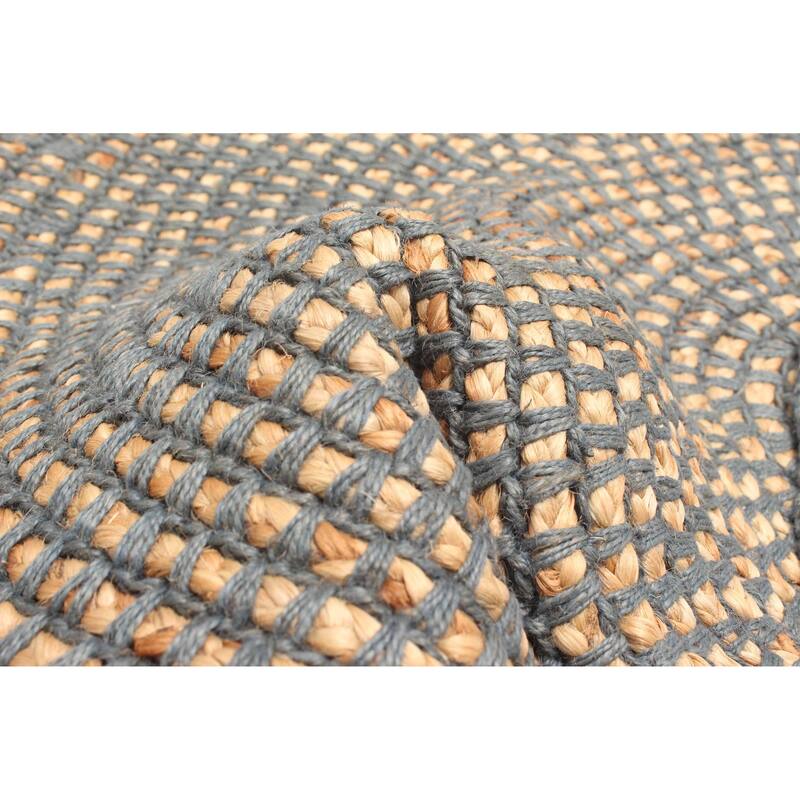 ECARPETGALLERY Braided Weave Palas Denizli Dark Grey Jute Rug - 3'3 x 3'3