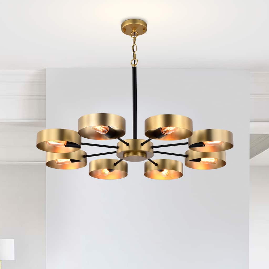 Vibiana 32 Inch Modern-Contemporary Style Brass Finish Pendant Lighted Chandelier 8-Light